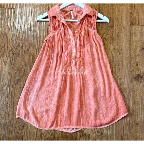 Free people acid wash lace collared blouse xs - Picture 9 of 9